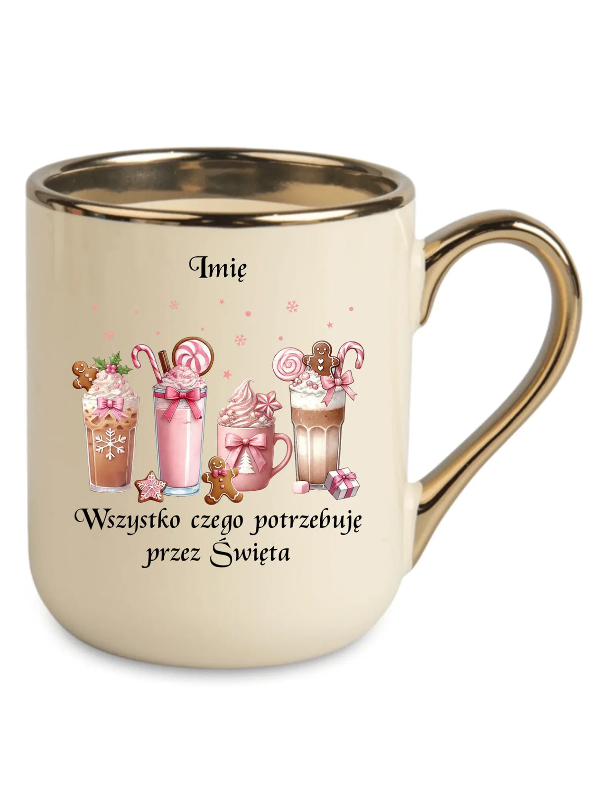 Kubek elegant świąteczny - Zimowa kawa Wszystko czego potrzebuję przez Święta - personalizowany BN46