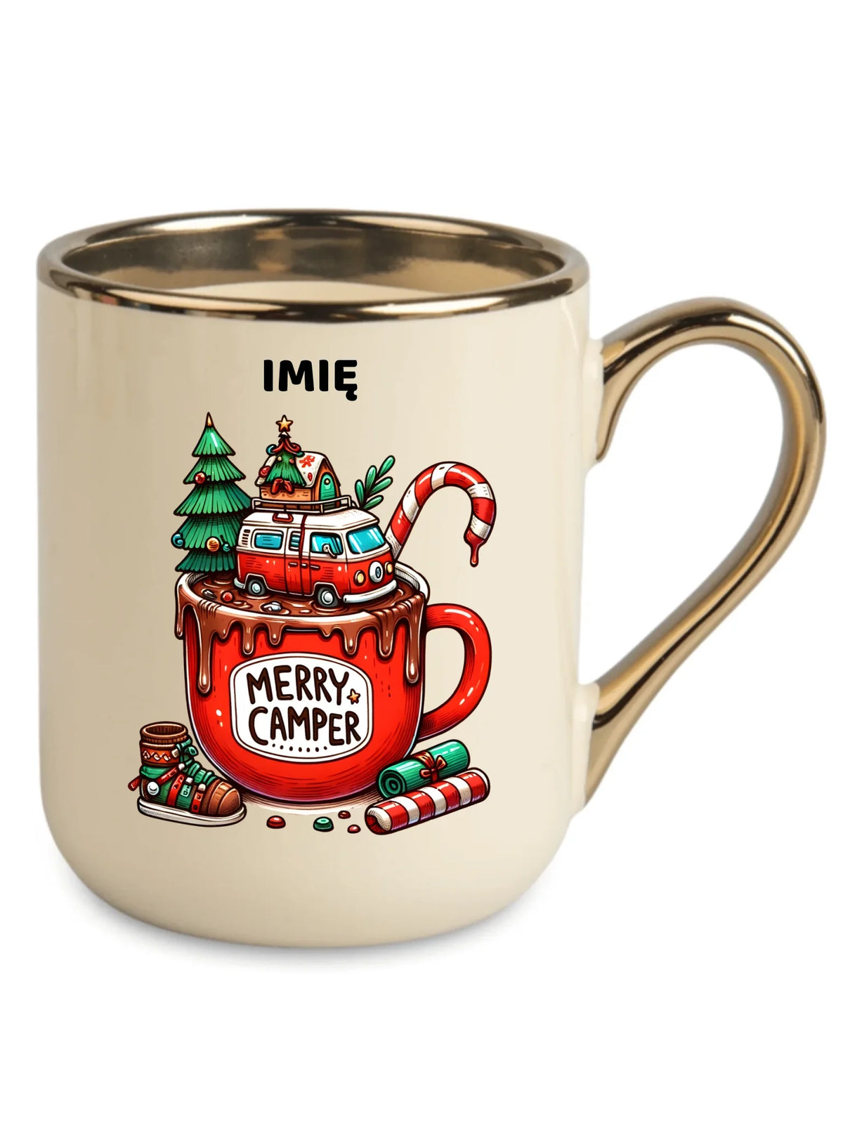 Kubek elegant świąteczny - Kamper Merry Camper - personalizowany BN43