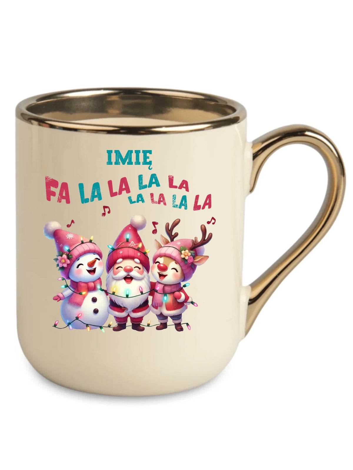 Kubek elegant świąteczny - Fa la la la - personalizowany BN51