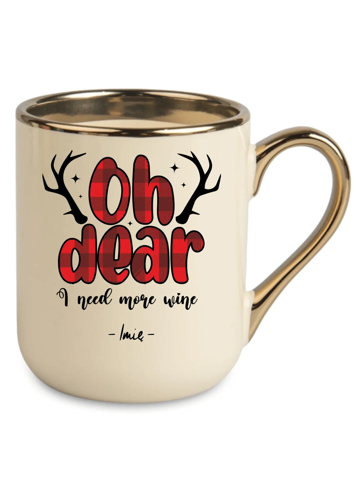 Kubek elegant świąteczny - Oh dear I need more wine - personalizowany BN63