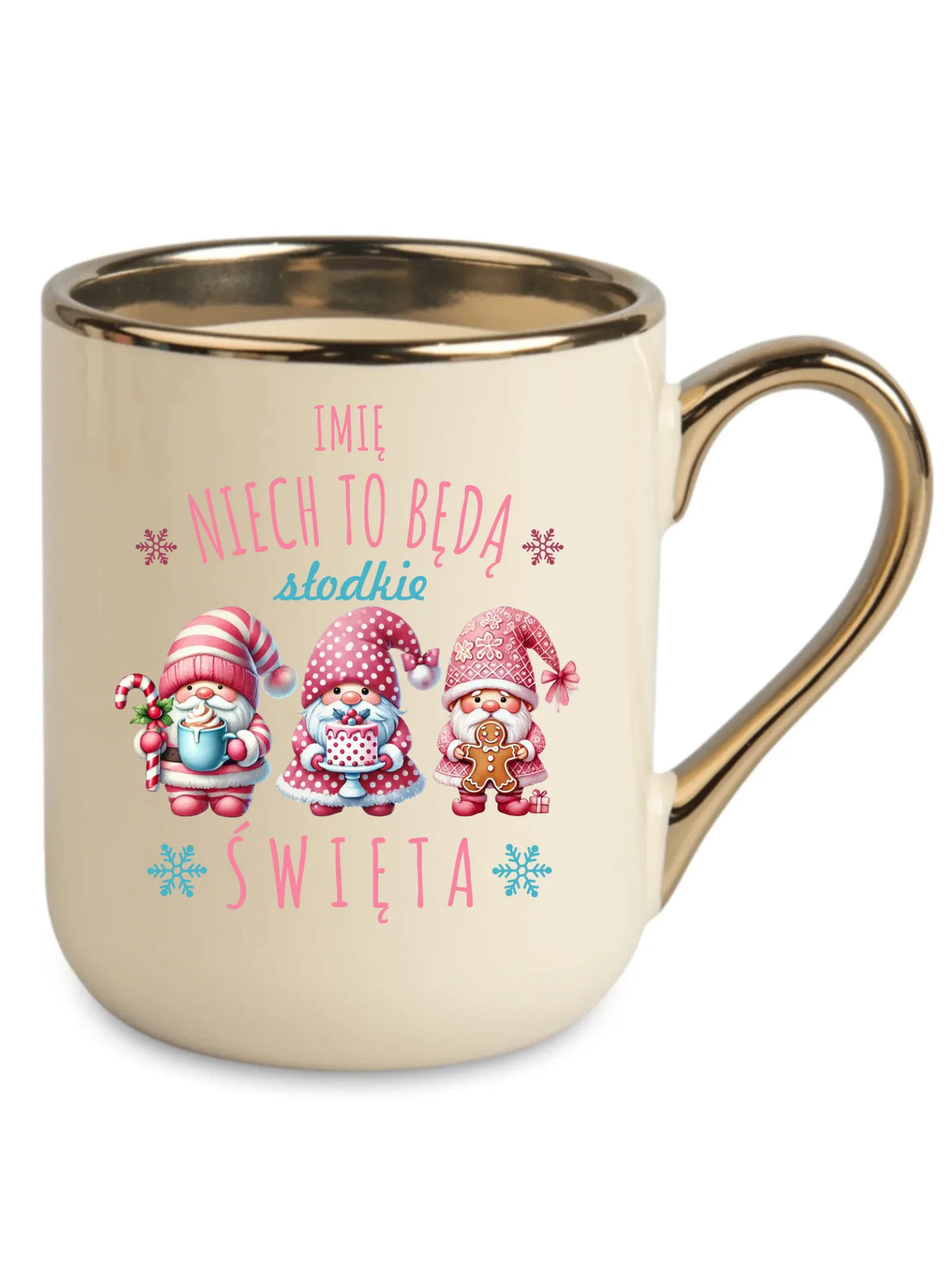 Kubek elegant świąteczny - Skrzaty Słodkie Święta - personalizowany BN57
