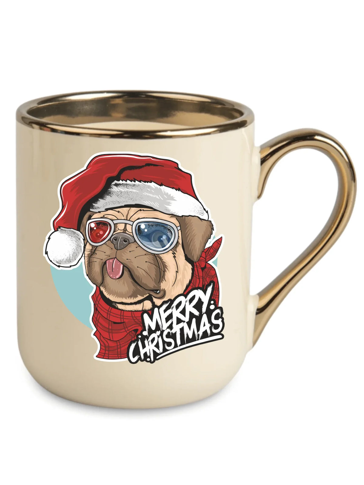 Kubek elegant świąteczny - Mops Merry Christmas BN62