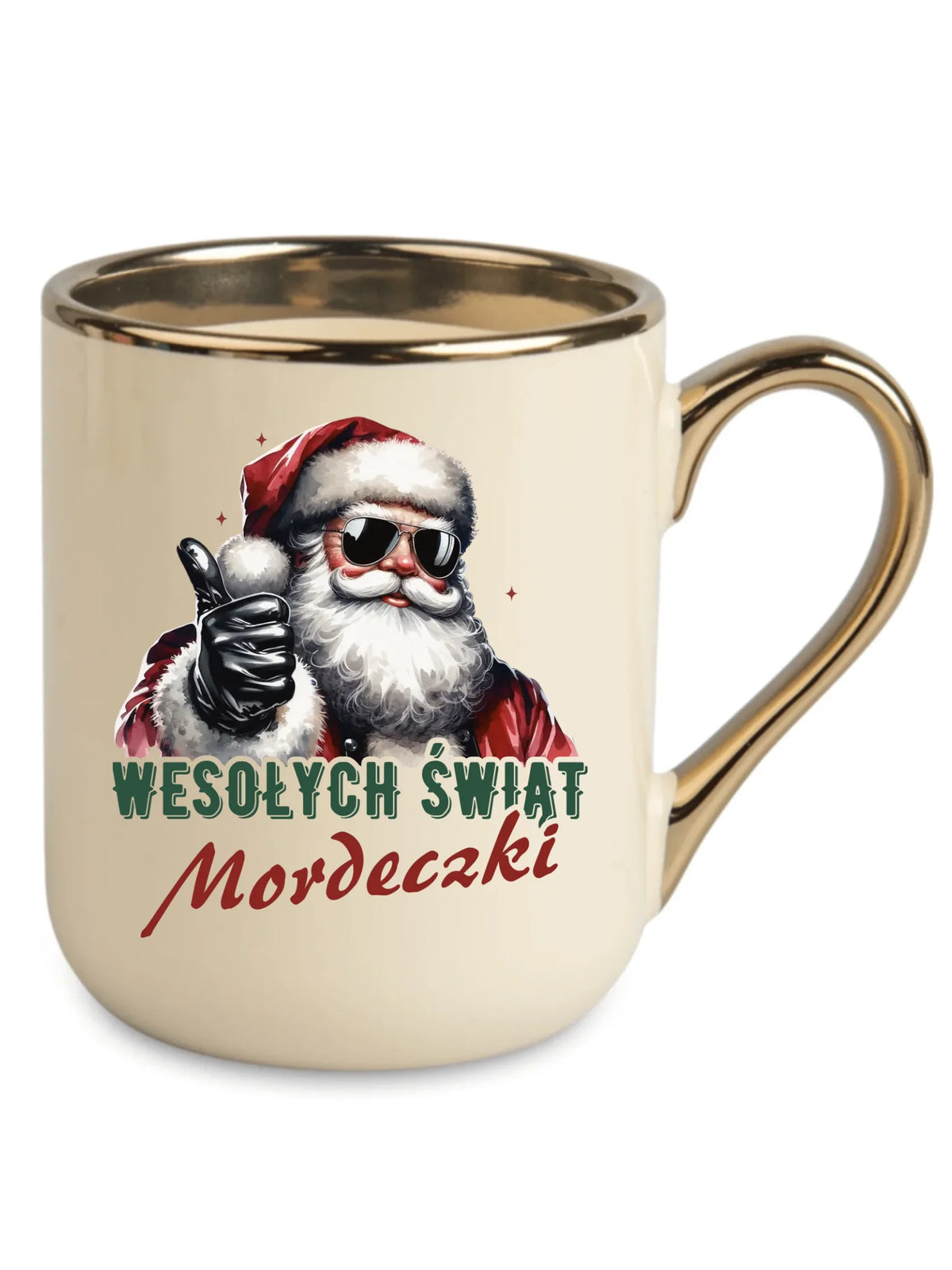 Kubek elegant świąteczny - Mikołaj Wesołych Świąt mordeczki BN65