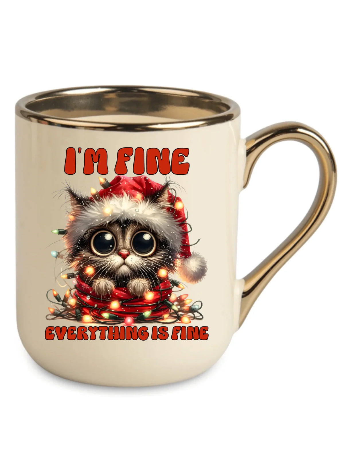 Kubek elegant świąteczny - Kotek I'm fine everything is fine BN67