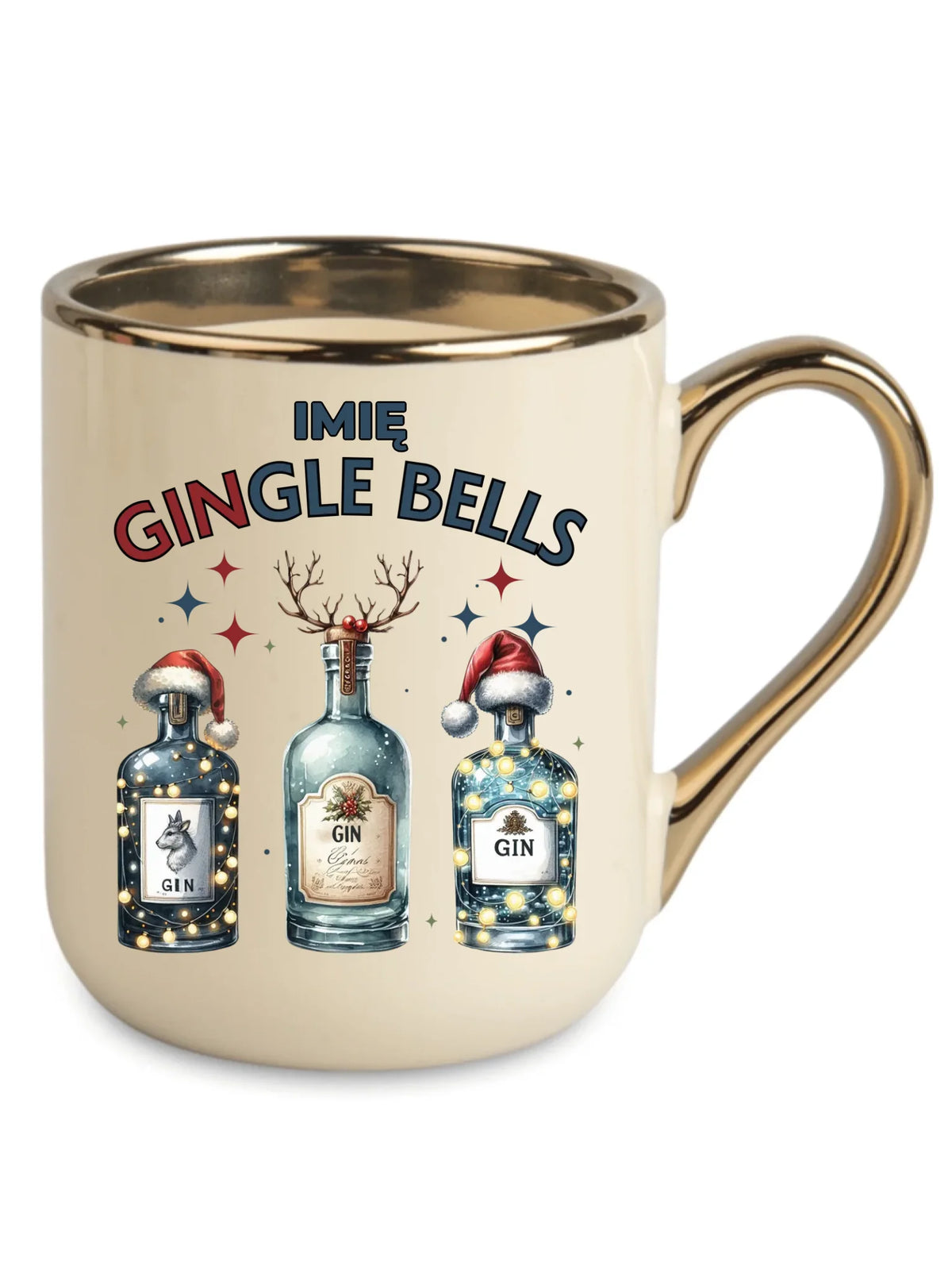 Kubek elegant świąteczny - Gin Gingle bells - personalizowany BN68