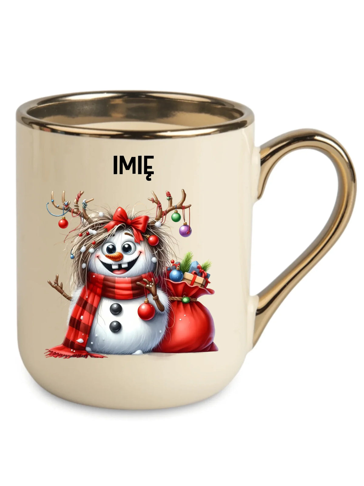 Kubek elegant świąteczny - Bałwanek - personalizowany BN70