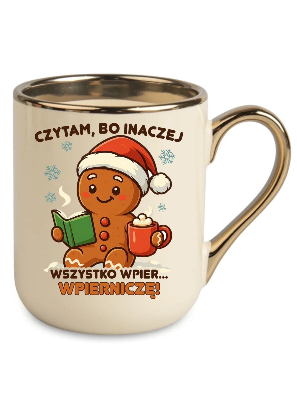 Kubek elegant świąteczny - Czytam, bo inaczej wszystko wpier... wpierniczę BN79