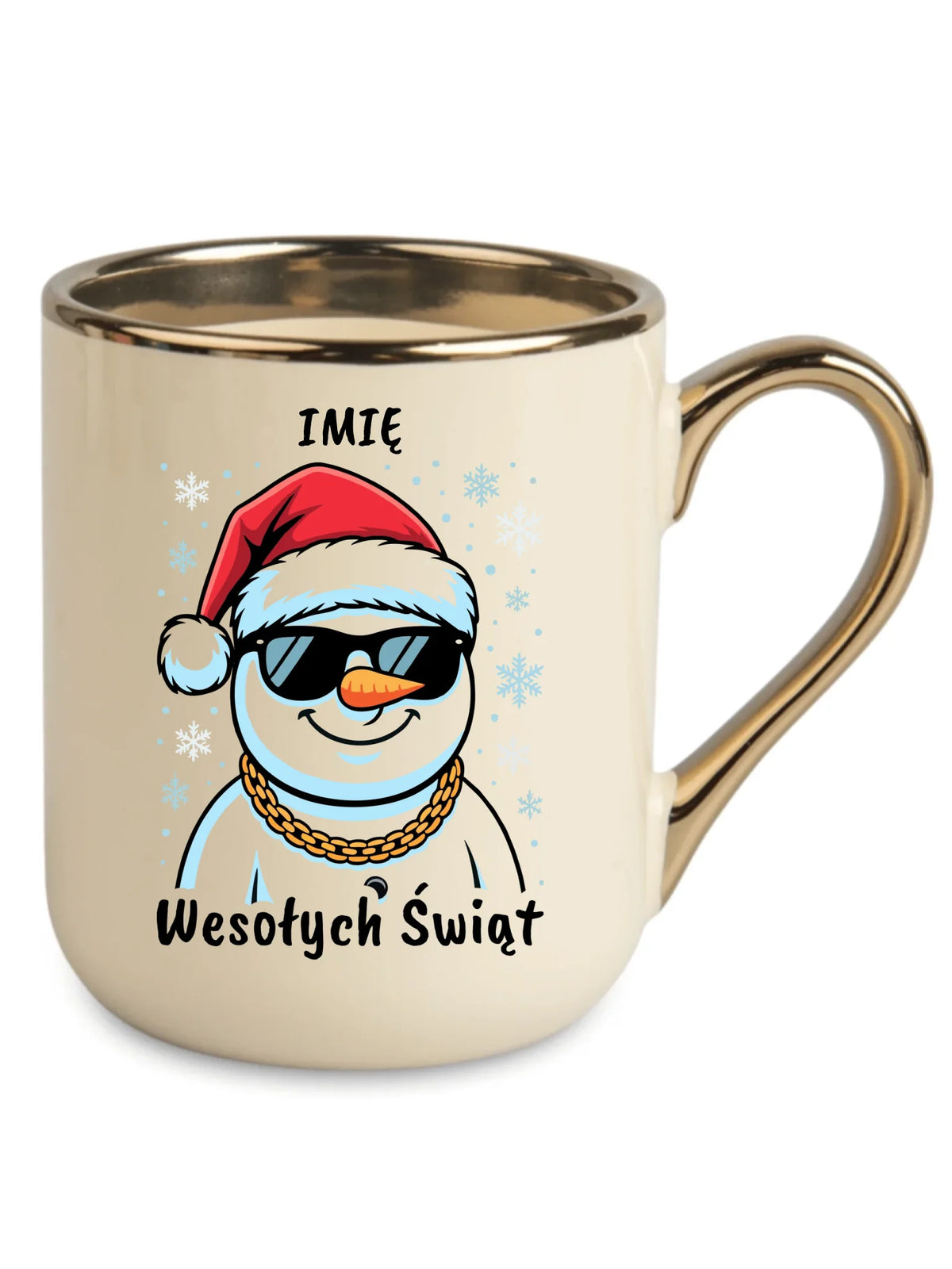 Kubek elegant świąteczny - Wesoły bałwan Wesołych Świąt - personalizowany BN82