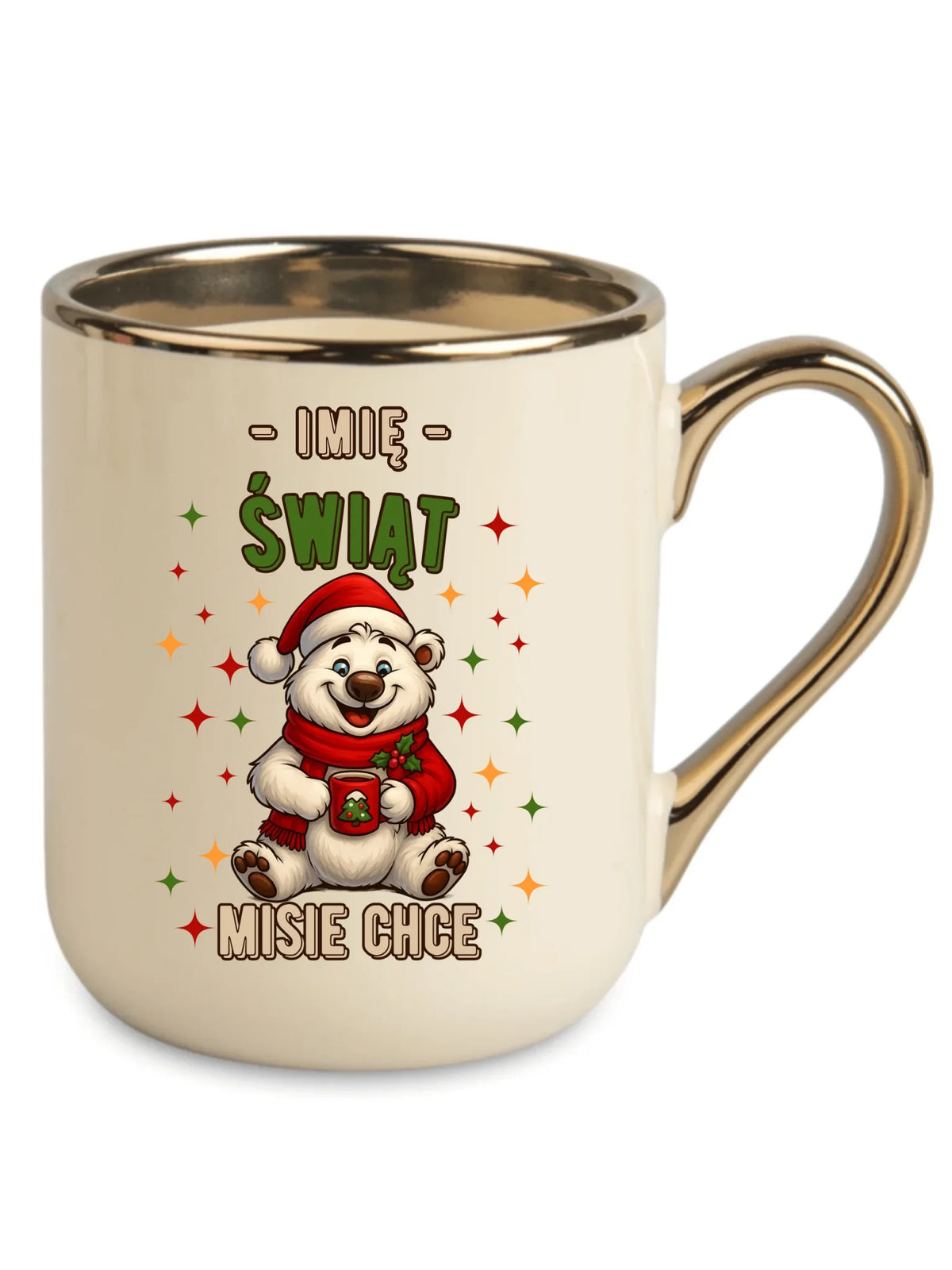 Kubek elegant świąteczny - Misiek Świąt misie chce - personalizowany BN86