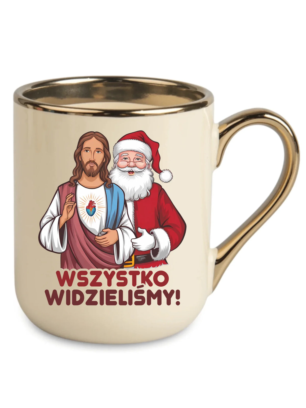 Kubek elegant świąteczny - Jezus i Mikołaj Wszystko widzieliśmy BN89