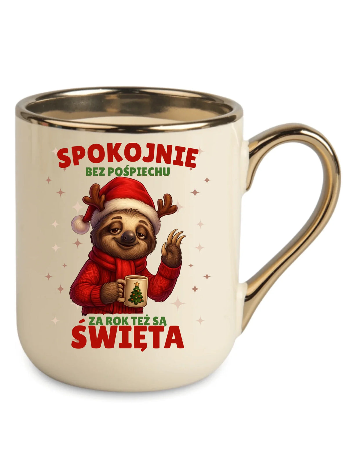 Kubek elegant świąteczny - Leniwiec Za rok też są święta BN92