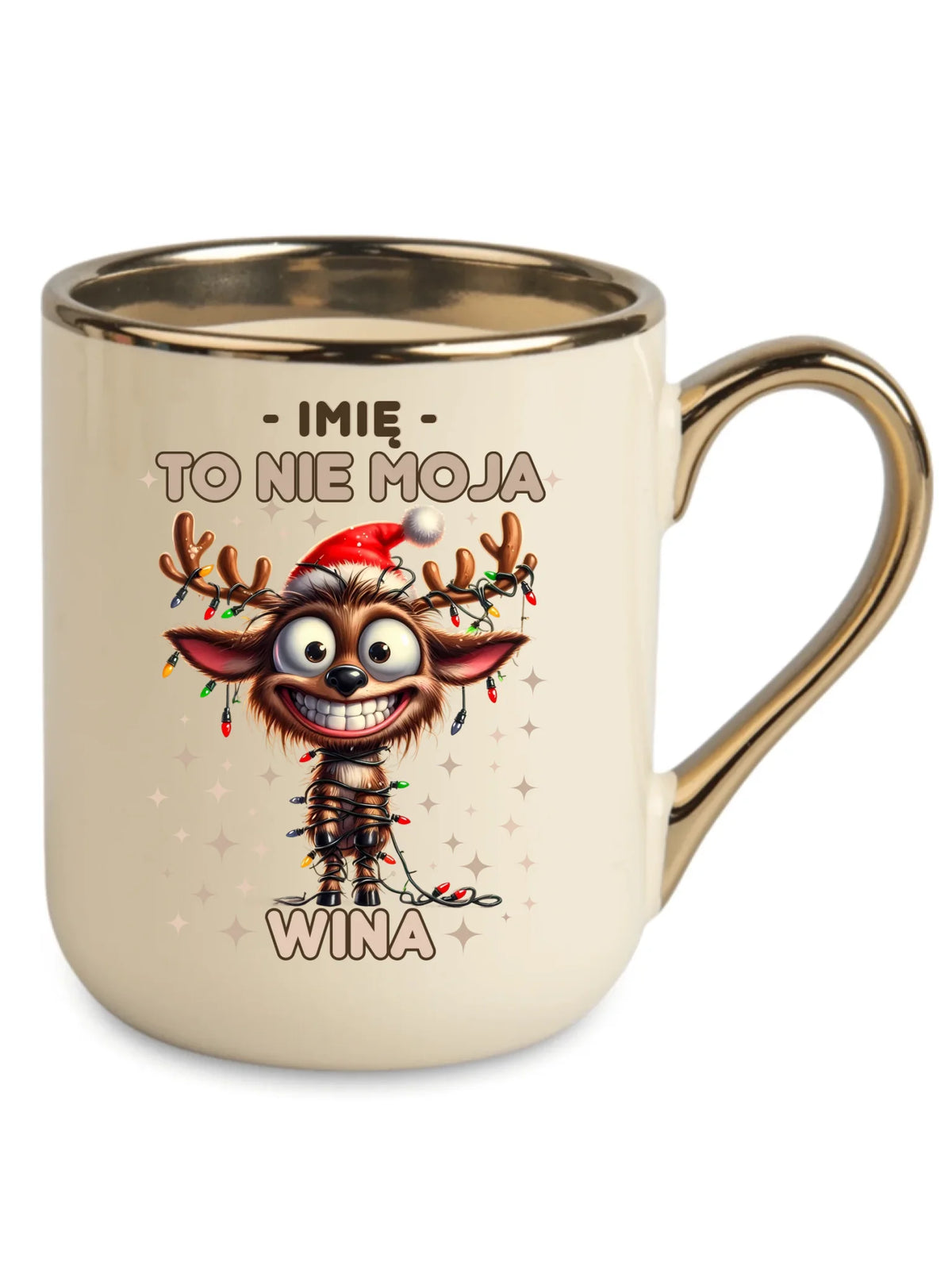 Kubek elegant świąteczny - Renifer To nie moja wina - personalizowany BN93