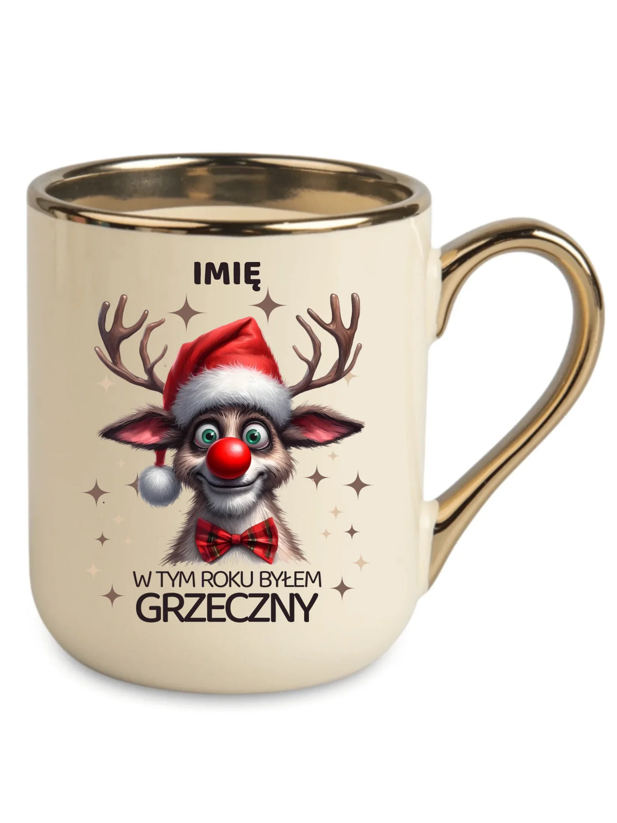 Kubek elegant świąteczny - Renifer W tym roku byłem grzeczny - personalizowany BN96