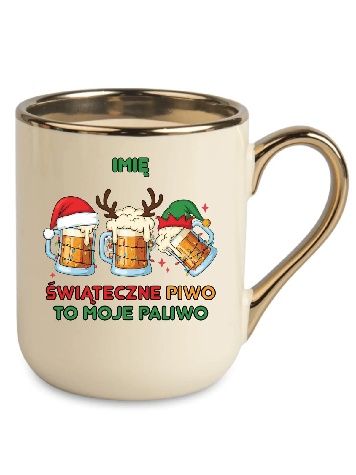 Kubek elegant świąteczny - Świąteczne piwo to moje paliwo - personalizowany BN119