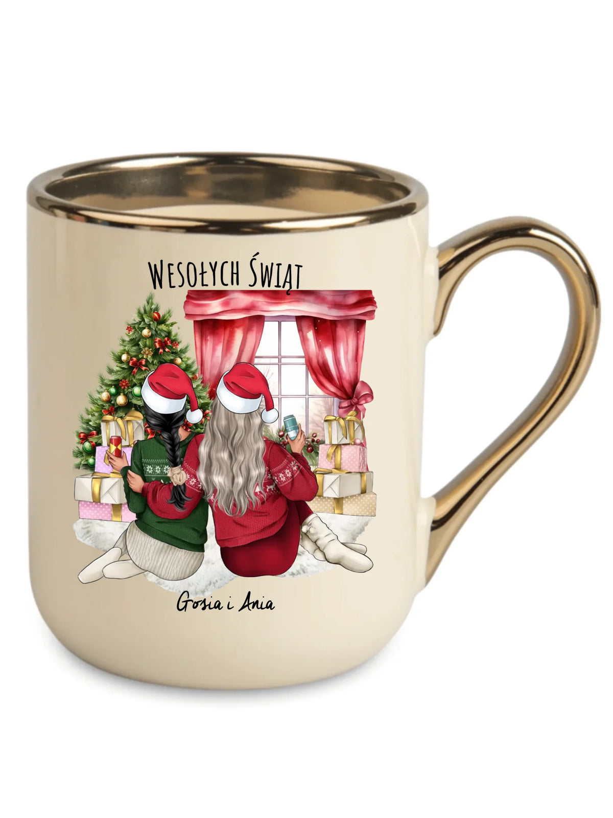 Kubek elegant świąteczny - prezent dla przyjaciółki - 2-4 przyjaciółek - personalizowany PR06