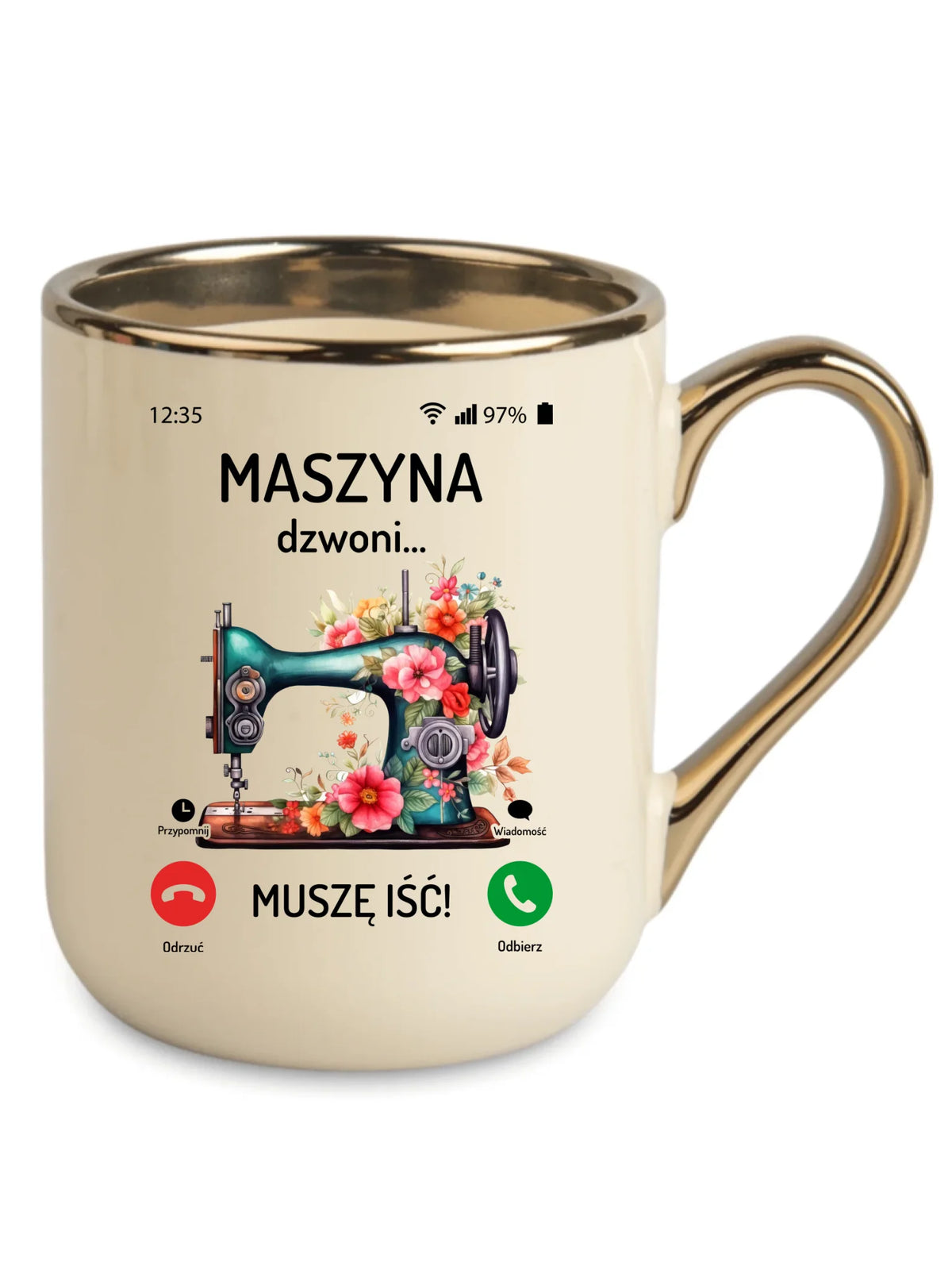 Kubek elegant szyciowy dla krawcowej - Maszyna dzwoni muszę iść HS05