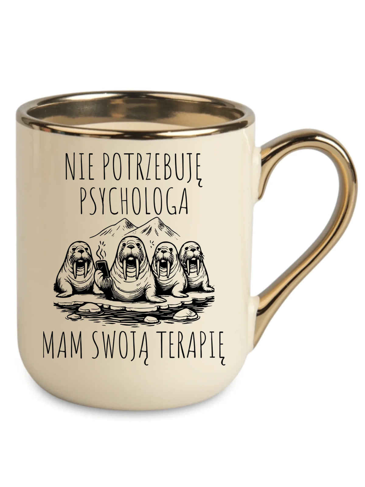 Kubek elegant - prezent dla morsa - Nie potrzebuję psychologa HM14