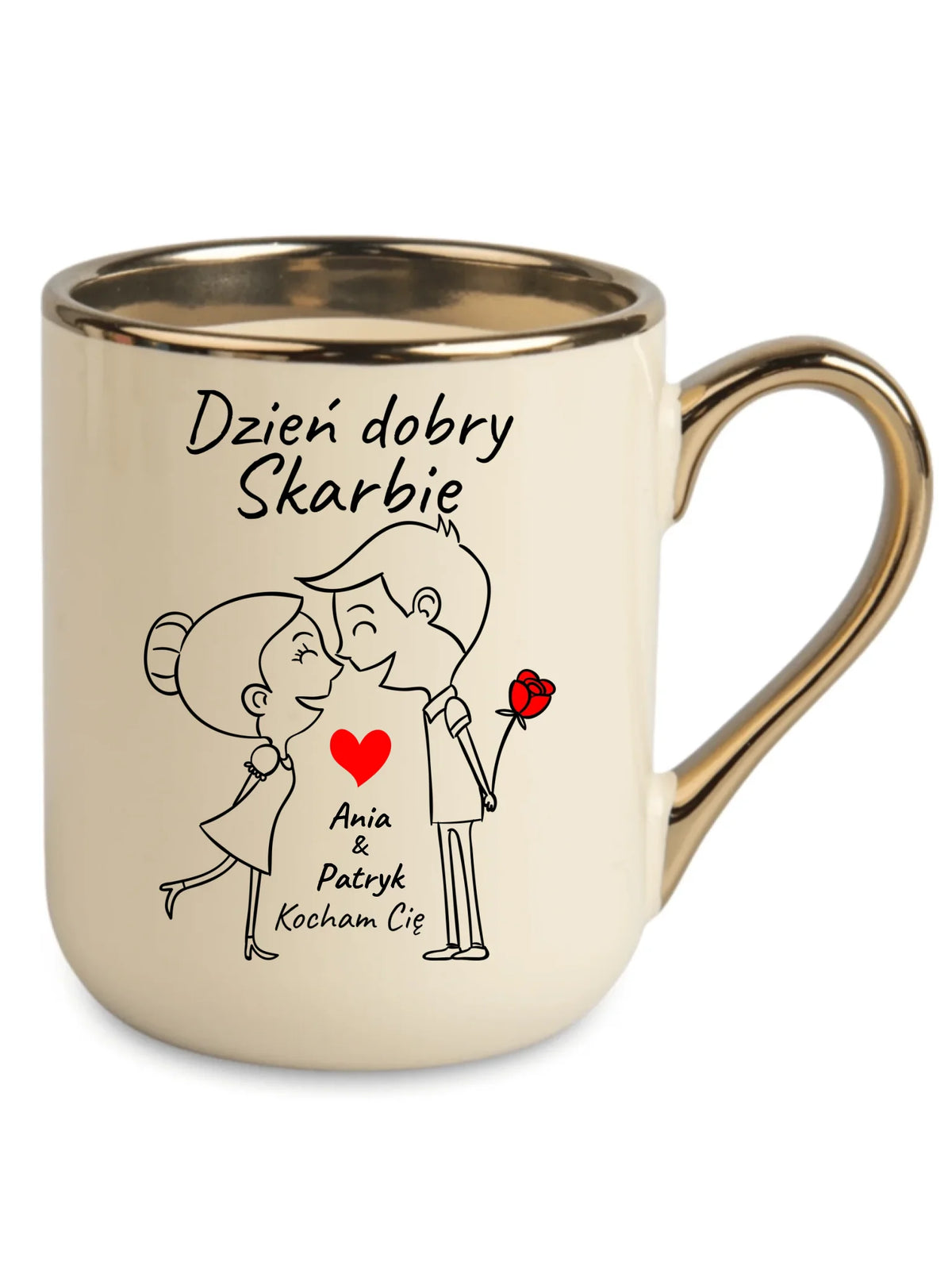 Kubek elegant dla par - Dzień dobry Skarbie - personalizowany W15