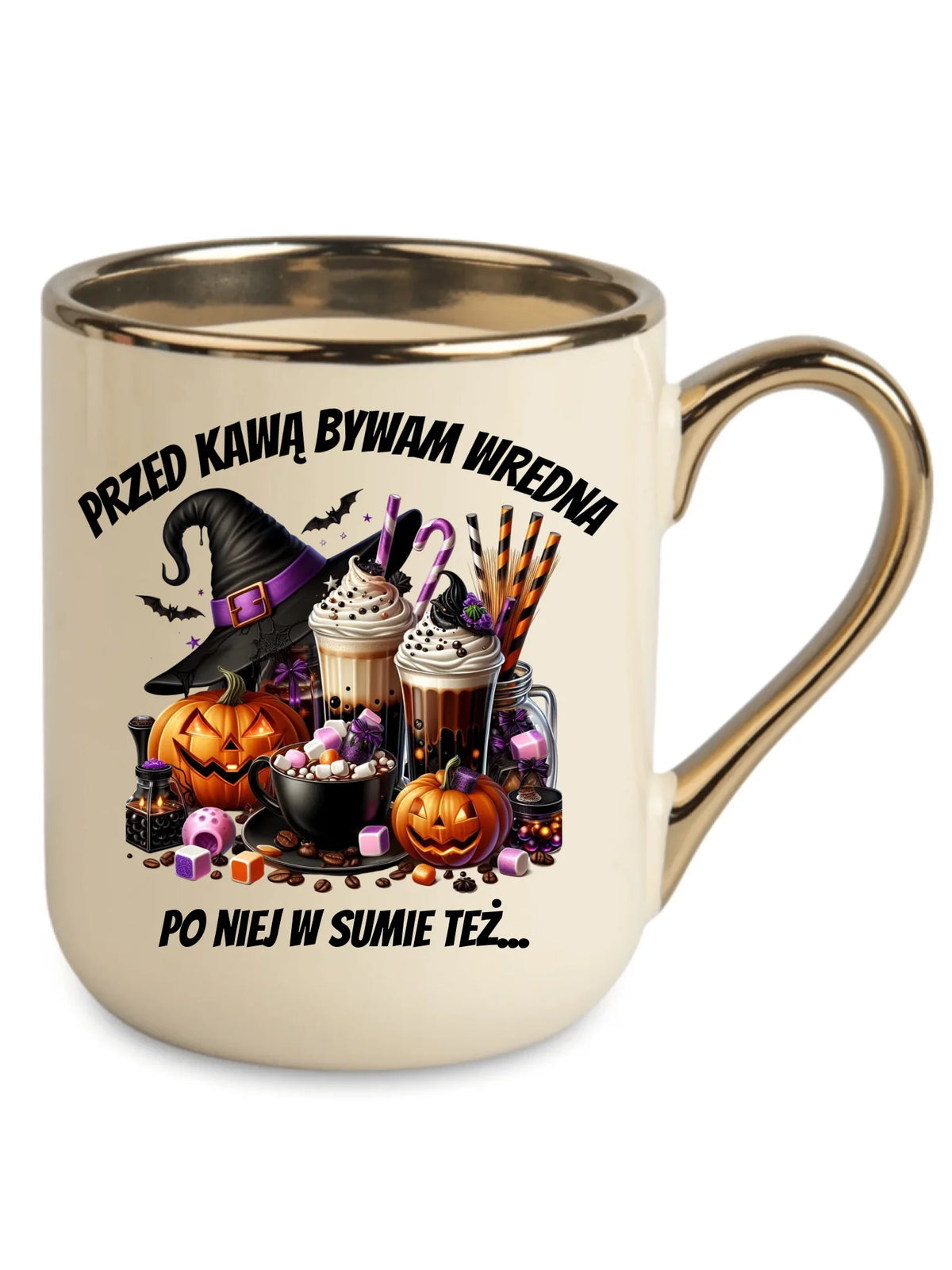 Kubek elegant Halloween – Przed kawą bywam wredna, po niej w sumie też HL30