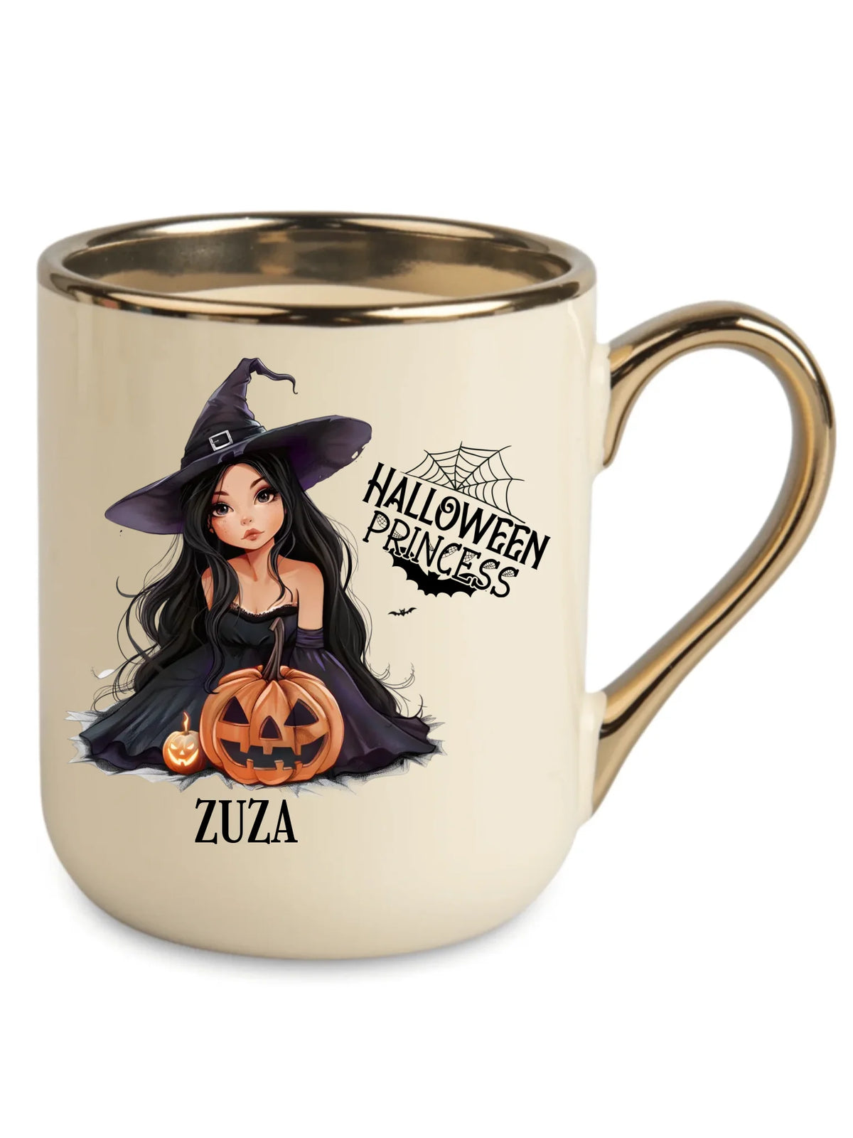 Kubek elegant halloweenowy - Czarownica z dynią - personalizowany HL10
