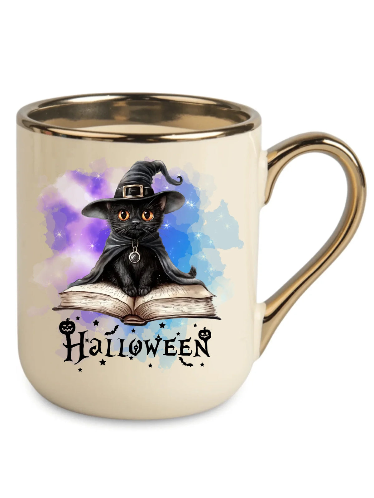 Kubek elegant na Halloween - Kot Czarodziej HL06