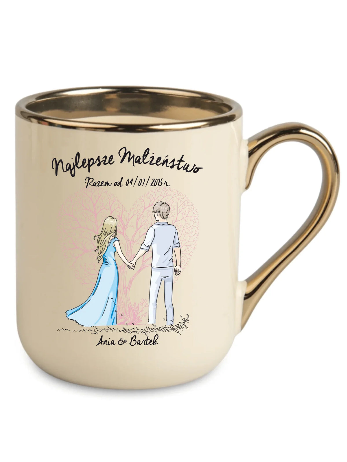 Kubek elegant dla par - Najlepsze małżeństwo - personalizowany W03