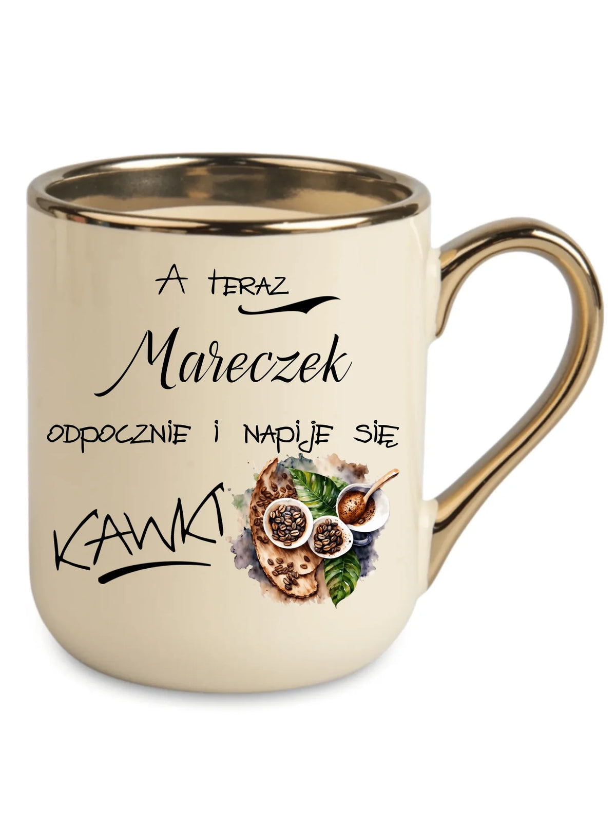 Kubek elegant - Odpocznie i napije się kawki prezent dla kawosza - personalizowany DCH04