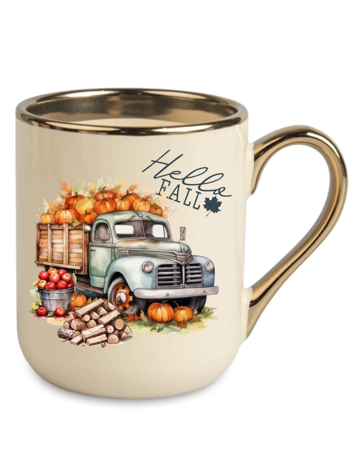 Kubek elegant jesienny – Hello Fall ciężarówka z dyniami JS08
