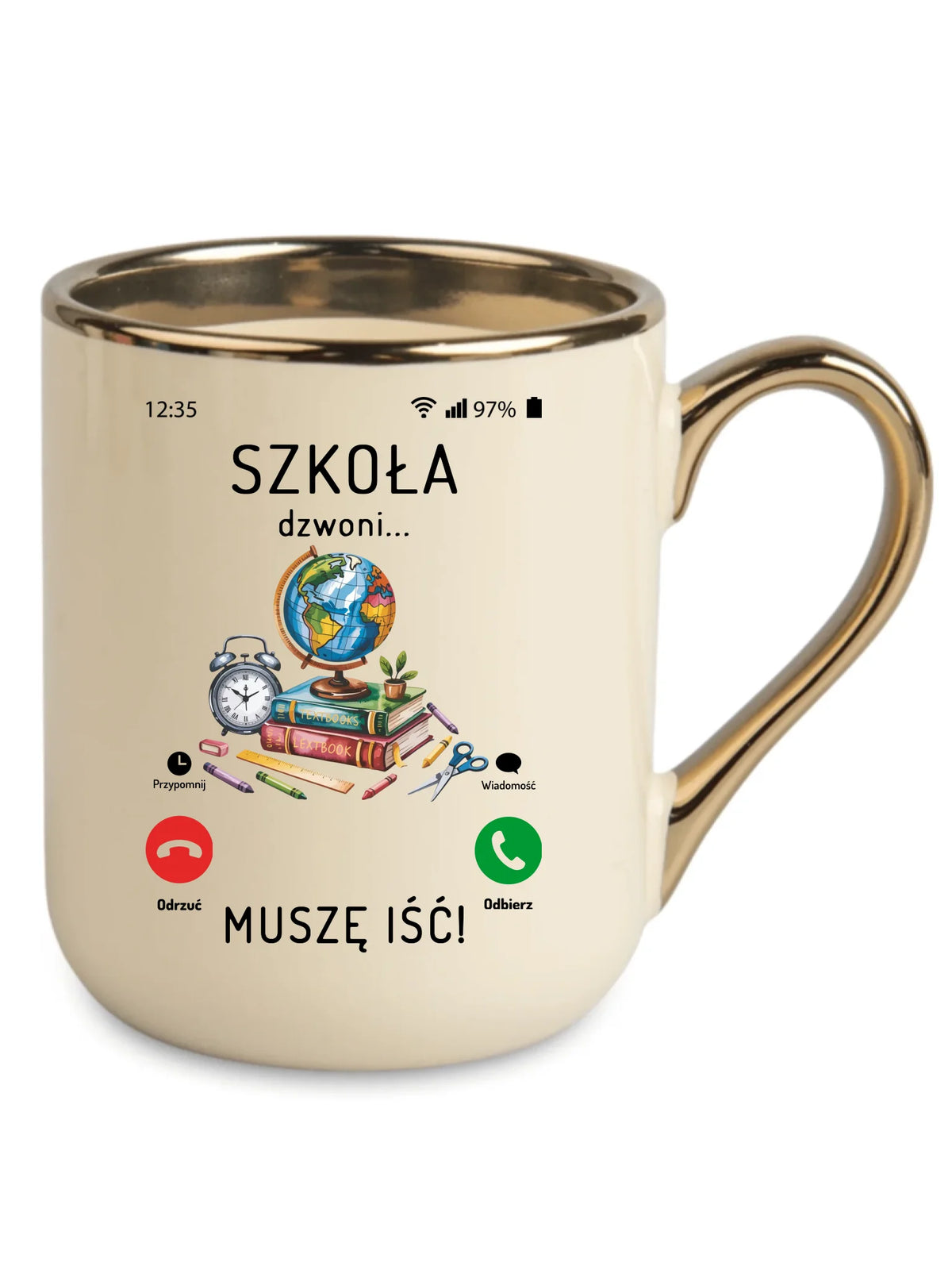 Kubek elegant Szkoła dzwoni muszę iść SZ09