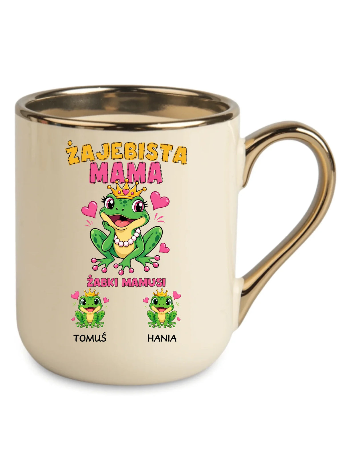 Kubek elegant dla mamy z imionami dzieci - Żabki Mamusi - personalizowany DM54