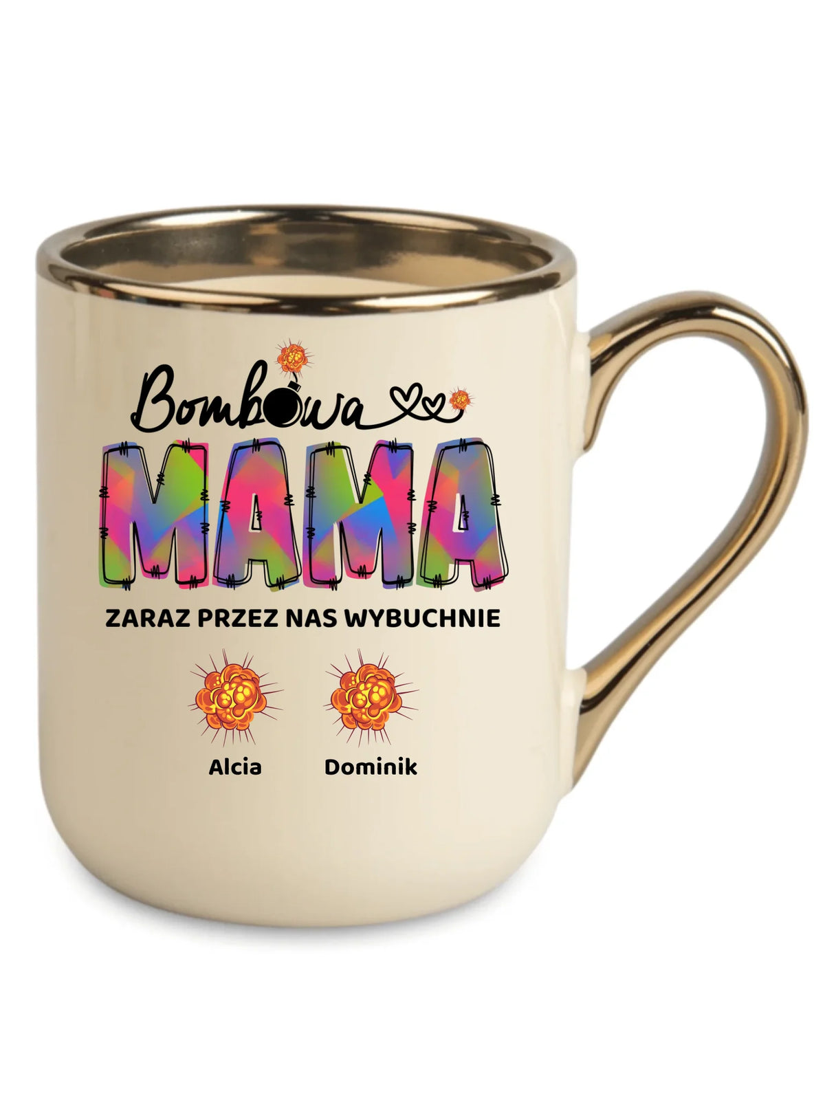Kubek elegant dla mamy z imionami dzieci - Bombowa mama - personalizowany DM53