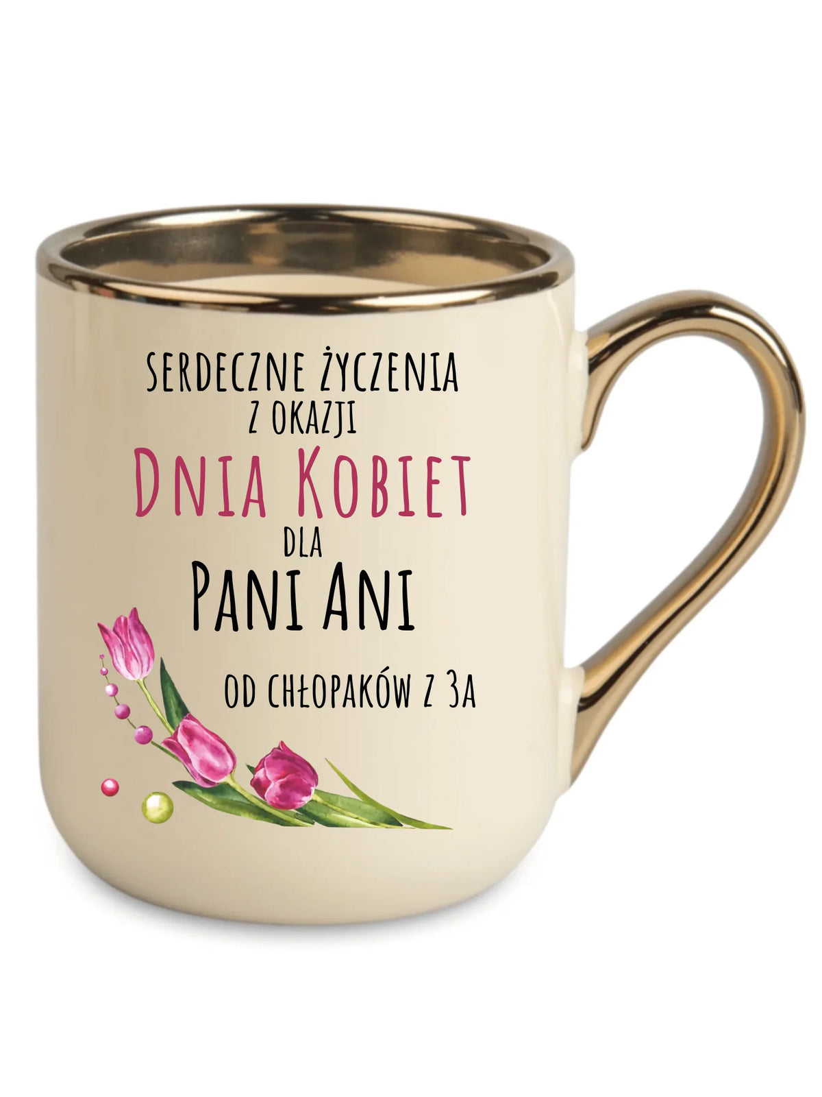 Kubek elegant na Dzień Kobiet - Serdeczne życzenia - personalizowany DK01