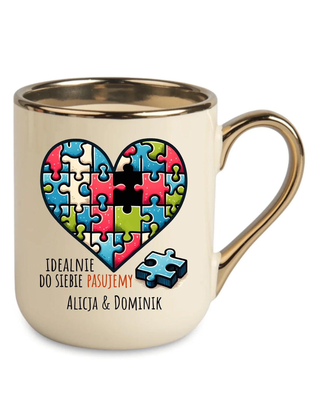 Kubek elegant dla par - Idealnie do siebie pasujemy - personalizowany W44