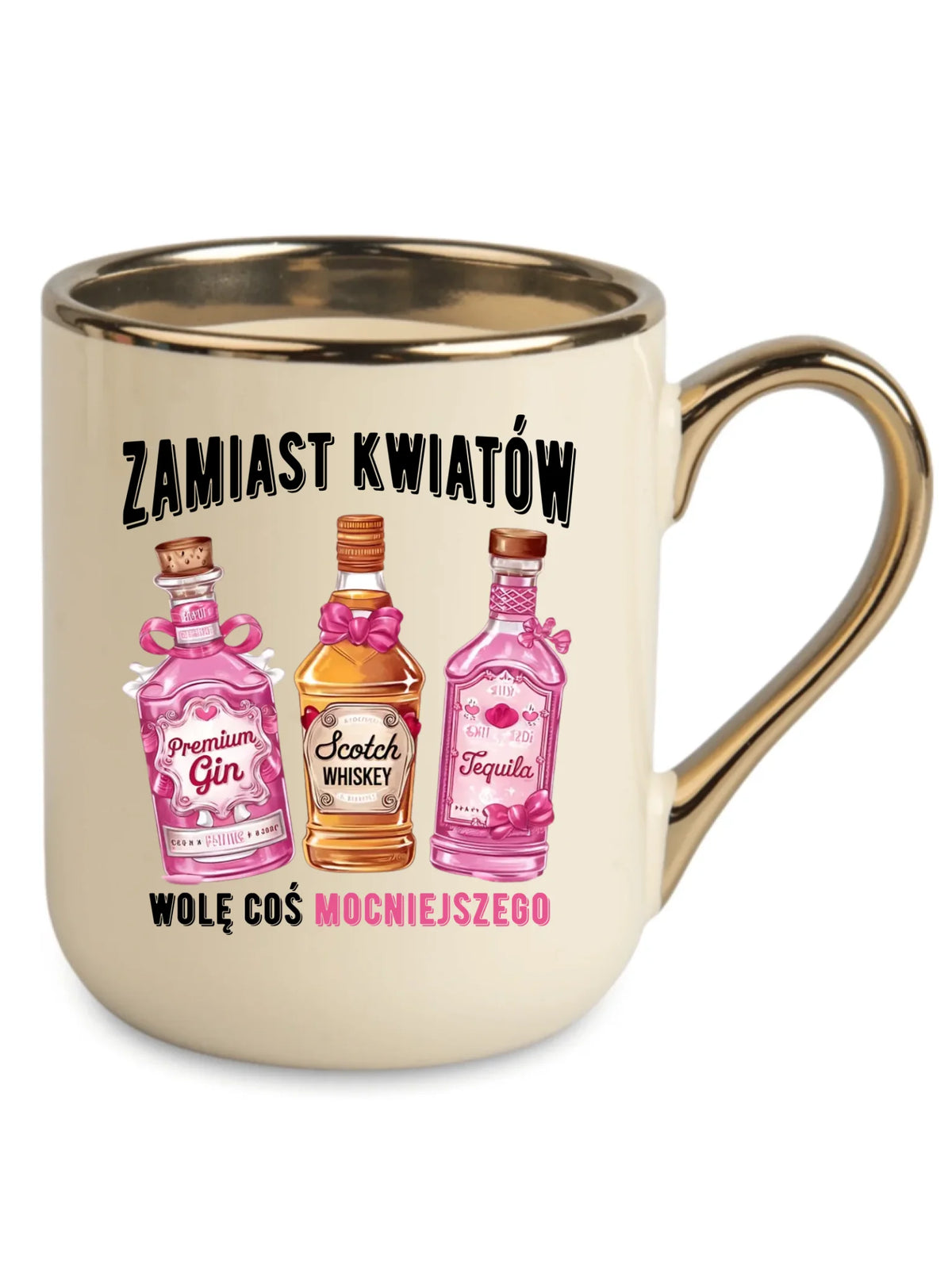 Kubek elegant dla niej - Zamiast kwiatów wolę coś mocniejszego W42