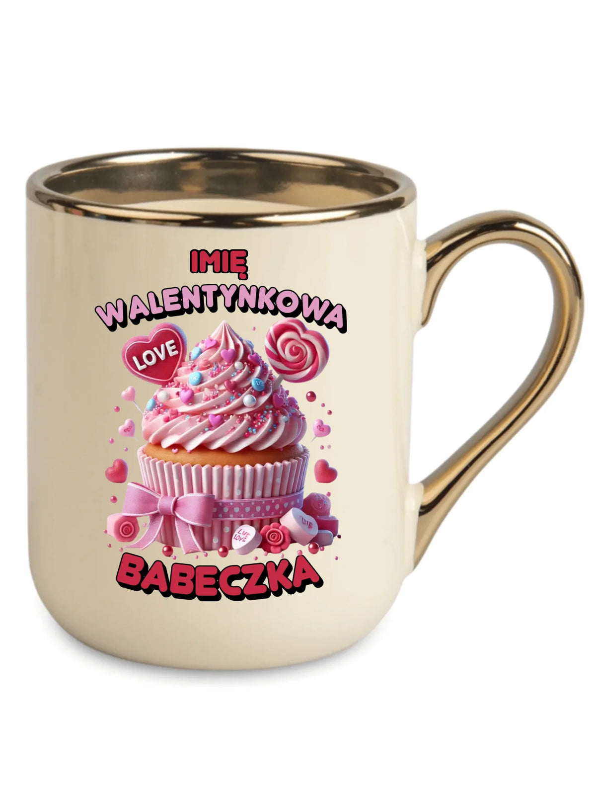 Kubek elegant na Walentynki - Walentynkowa Babeczka - personalizowany W21