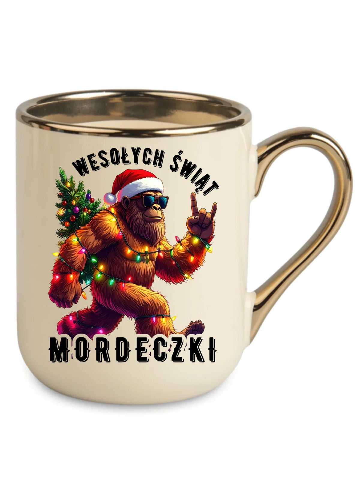 Kubek elegant świąteczny - prezent na święta - Yeti Wesołych Świąt mordeczki BN152