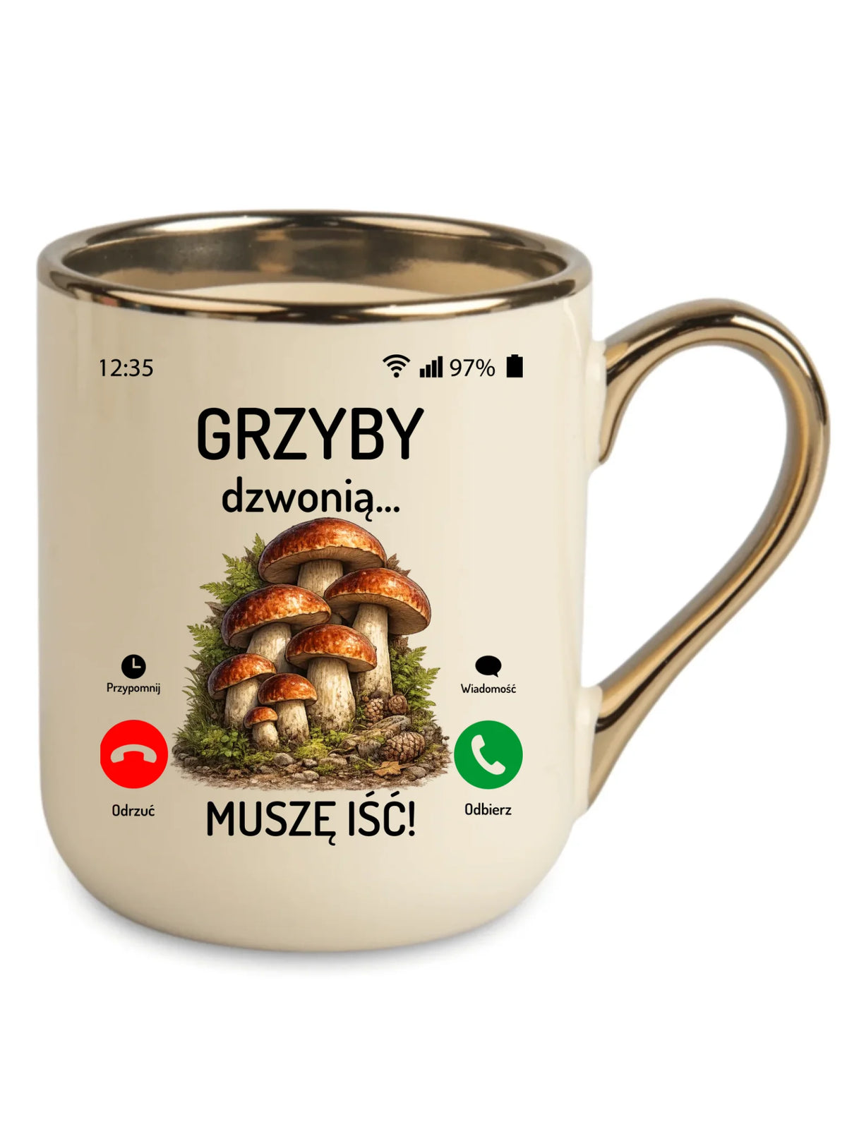 Kubek elegant dla dziadka grzybiarza - Grzyby dzwonią muszę iść D36