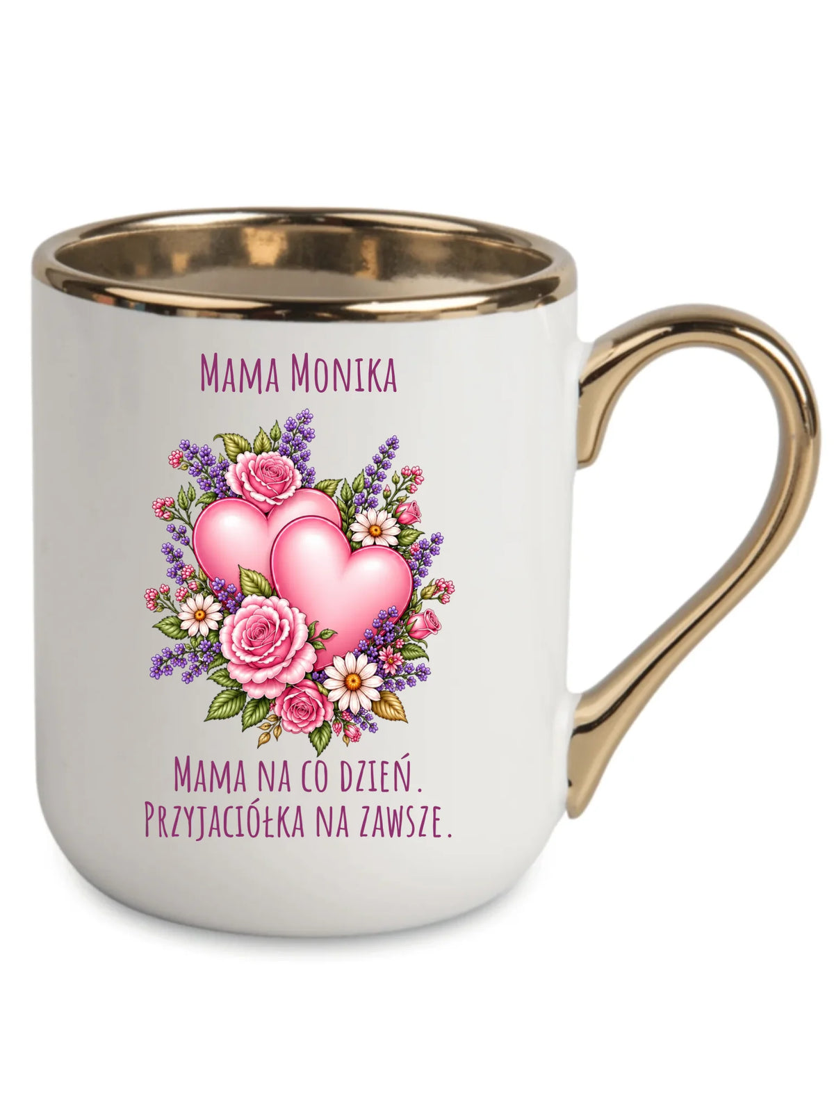 Kubek elegant dla mamy - Bukiet z sercami przyjaciółka - personalizowany DM39