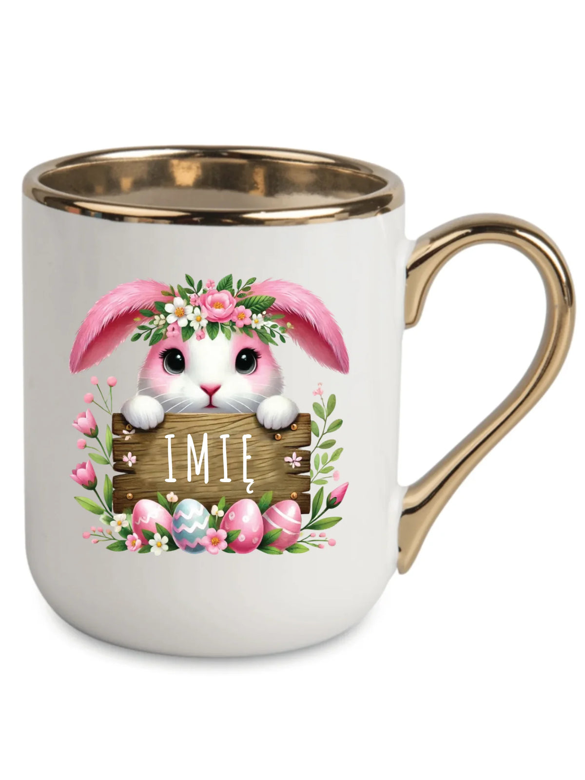 Kubek elegant na Wielkanoc - Różowy Zajączek - Prezent personalizowany WN07