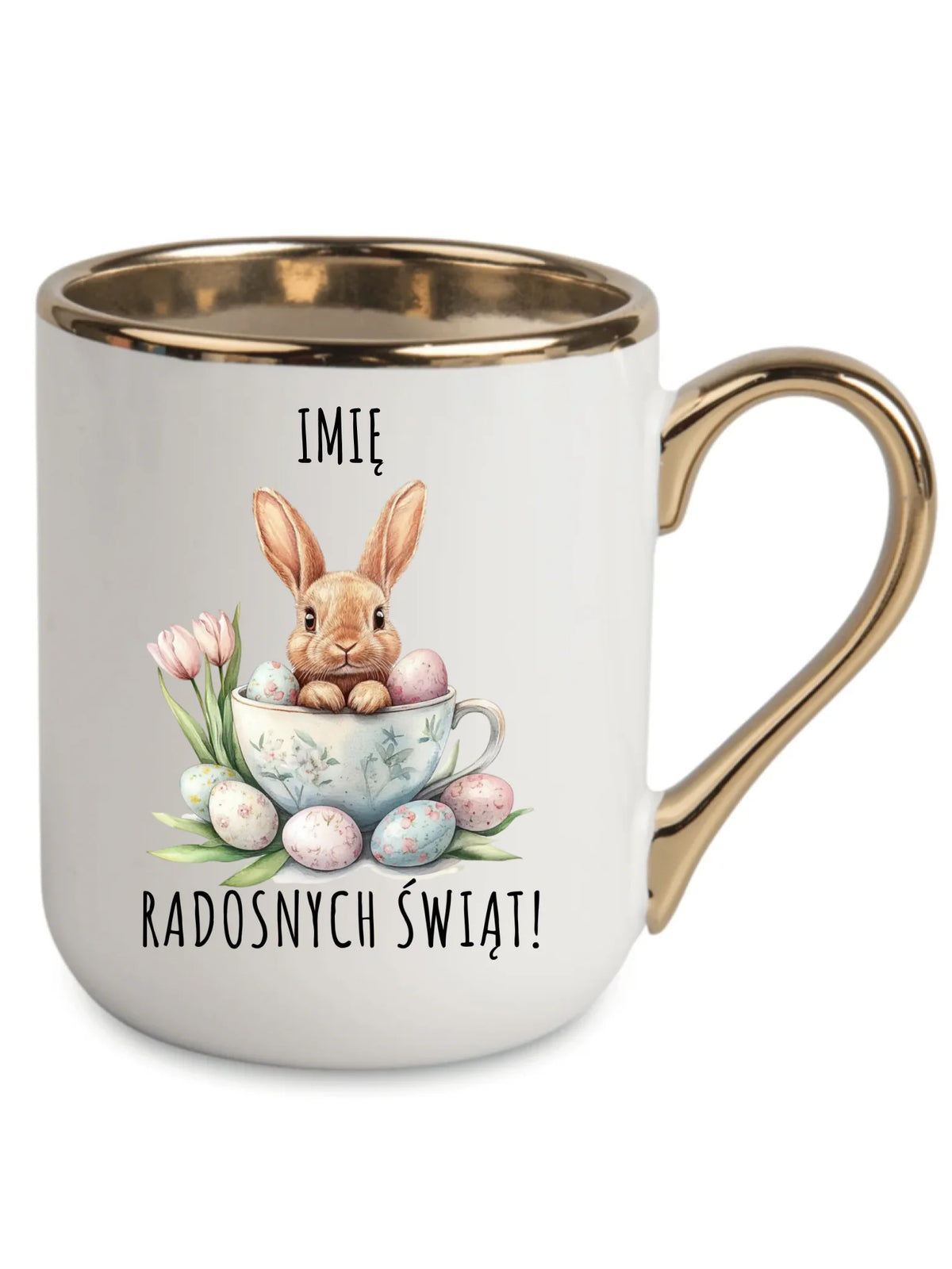 Kubek elegant na Wielkanoc - Zajączek radosnych świąt - personalizowany WN01