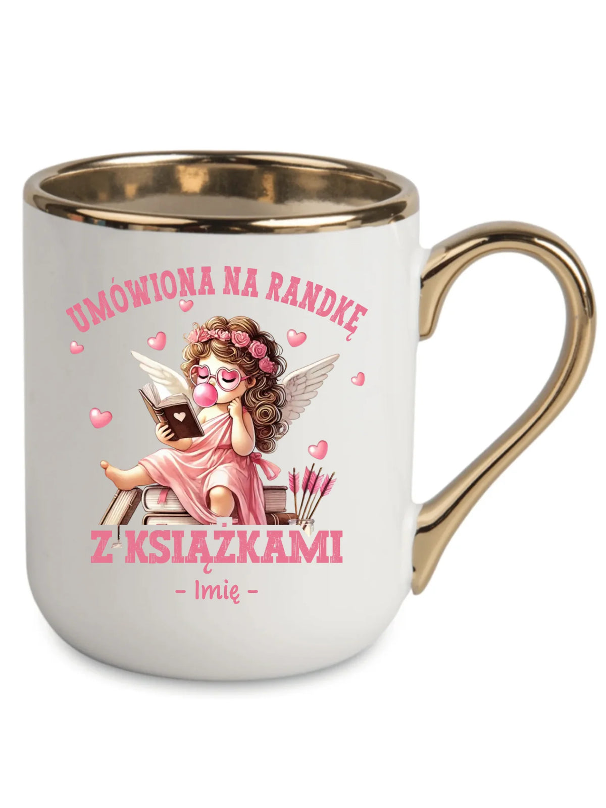 Kubek elegant dla czytelniczki – Umówiona na randkę z książkami - personalizowany W19