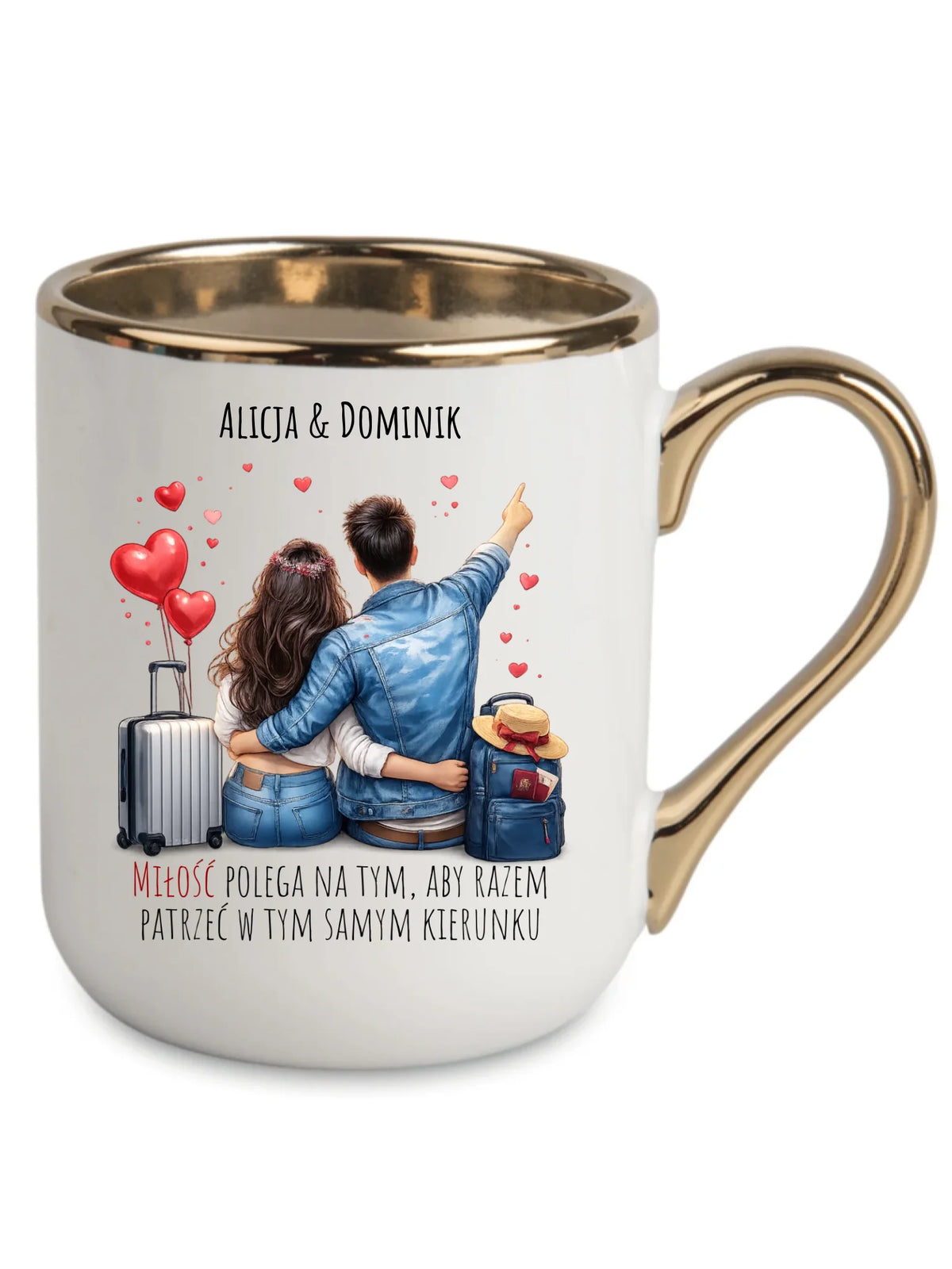 Kubek elegant dla par - Para w podróży miłość - personalizowany W12