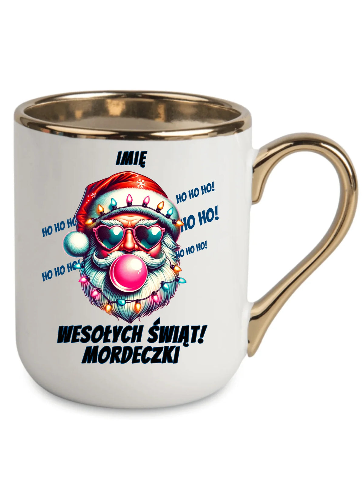 Kubek elegant świąteczny - Mikołaj Wesołych Świąt Mordeczki - personalizowany BN17
