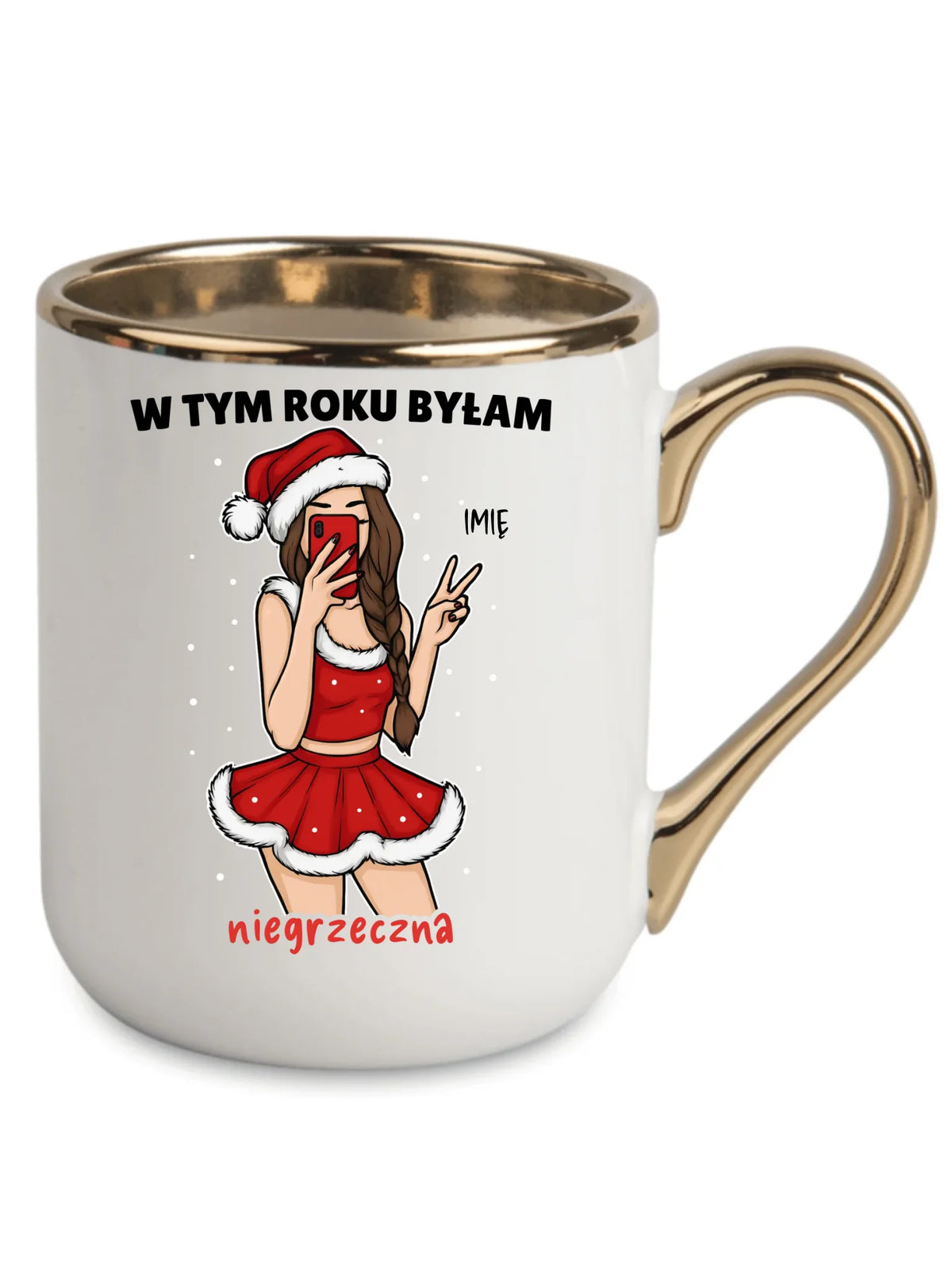Kubek elegant świąteczny - W tym toku byłam niegrzeczna - personalizowany BN21