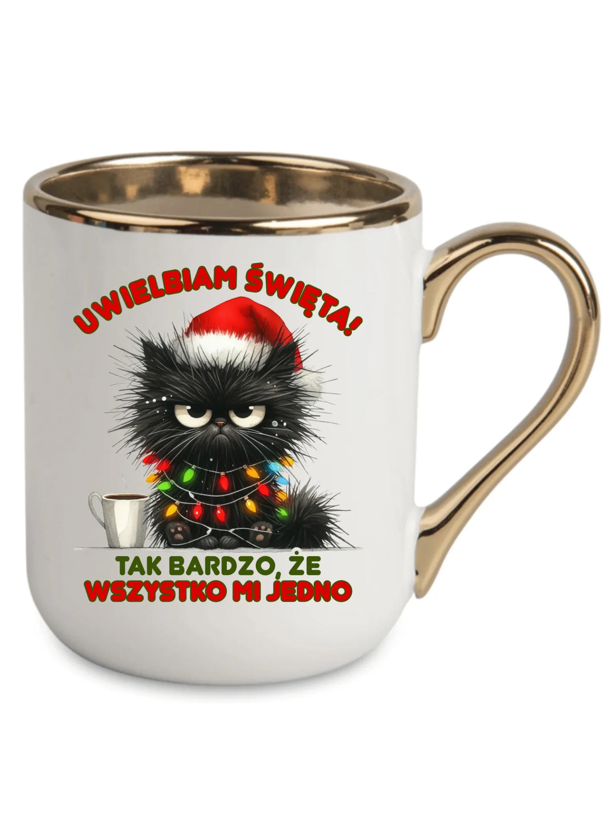 Kubek elegant świąteczny - Kot Maruda Wszystko mi jedno BN35