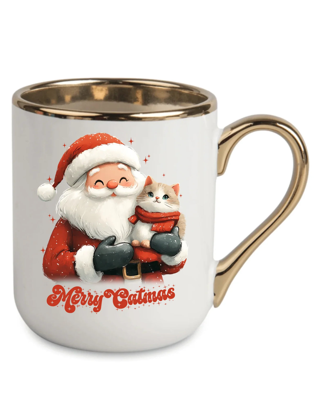Kubek elegant świąteczny - prezent dla kociary - Merry Catmas BN38