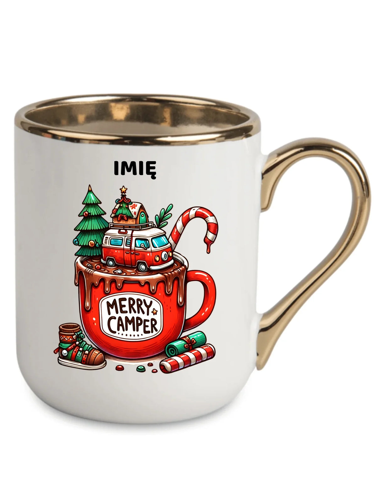 Kubek elegant świąteczny - Kamper Merry Camper - personalizowany BN43