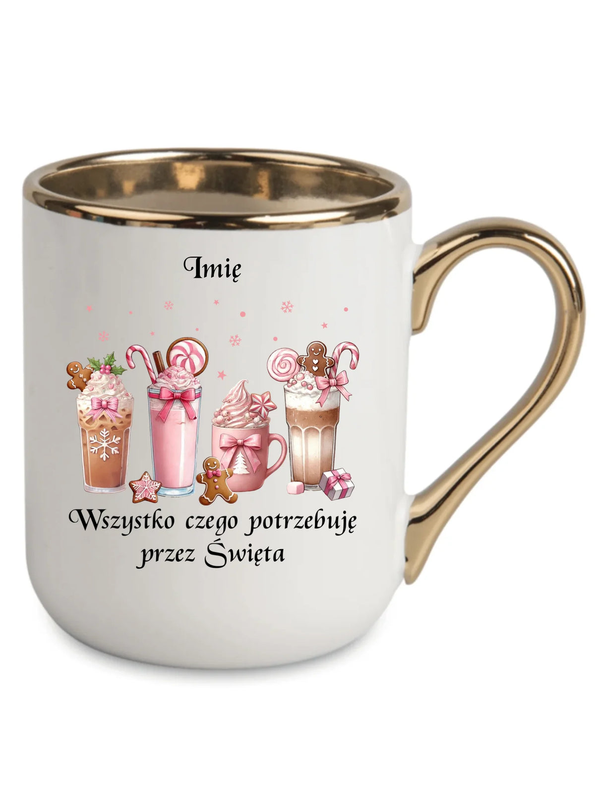 Kubek elegant świąteczny - Zimowa kawa Wszystko czego potrzebuję przez Święta - personalizowany BN46