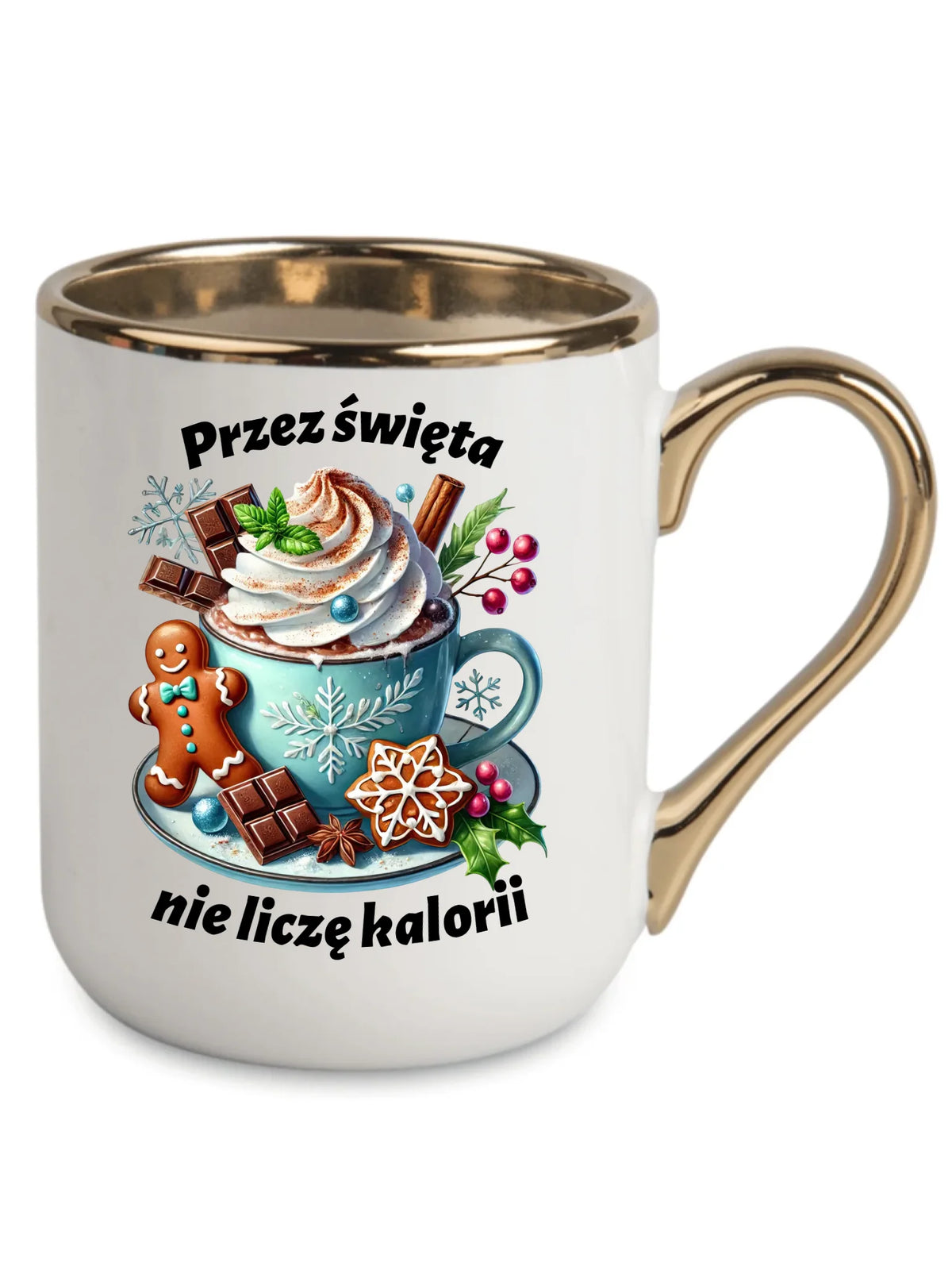 Kubek elegant świąteczny - Przez święta nie liczę kalorii BN31