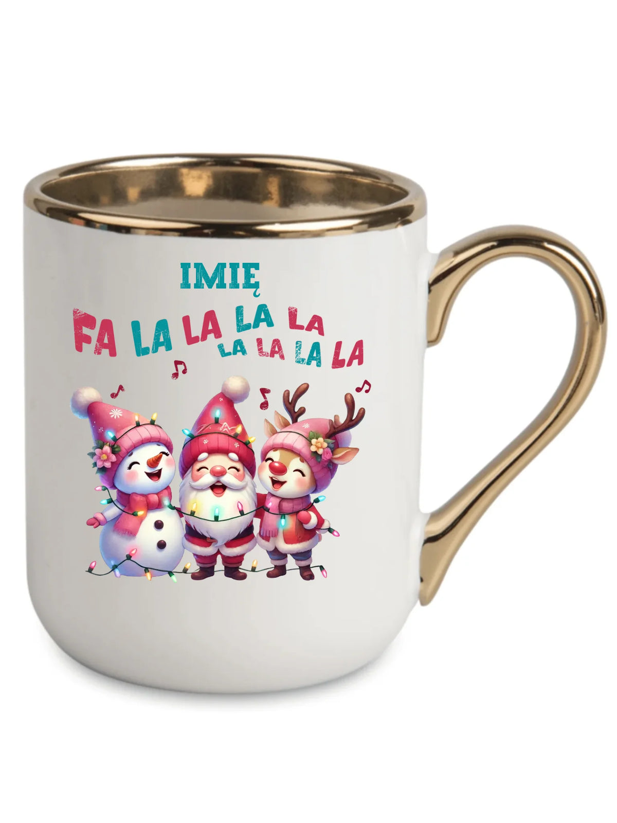 Kubek elegant świąteczny - Fa la la la - personalizowany BN51